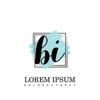 BI Initial Letter handwriting logo with square brush template vector