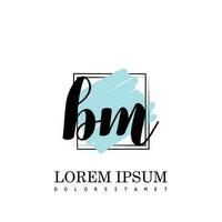 BM Initial Letter handwriting logo with square brush template vector