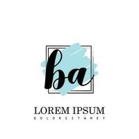 BA Initial Letter handwriting logo with square brush template vector