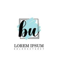 BU Initial Letter handwriting logo with square brush template vector