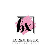 BX Initial Letter handwriting logo with square brush template vector