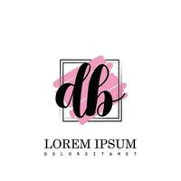 DB Initial Letter handwriting logo with square brush template vector