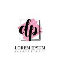 DP Initial Letter handwriting logo with square brush template vector