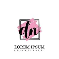 DN Initial Letter handwriting logo with square brush template vector