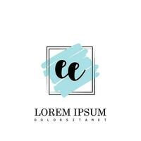 EE Initial Letter handwriting logo with square brush template vector