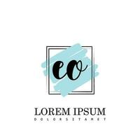 EO Initial Letter handwriting logo with square brush template vector