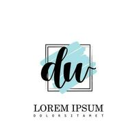 DW Initial Letter handwriting logo with square brush template vector