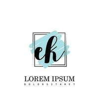 EK Initial Letter handwriting logo with square brush template vector