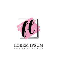 FL Initial Letter handwriting logo with square brush template vector