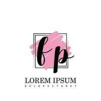 FP Initial Letter handwriting logo with square brush template vector