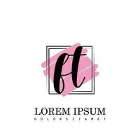 FT Initial Letter handwriting logo with square brush template vector