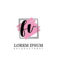 FV Initial Letter handwriting logo with square brush template vector