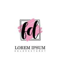 FD Initial Letter handwriting logo with square brush template vector