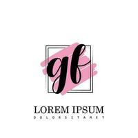 GF Initial Letter handwriting logo with square brush template vector