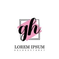 GH Initial Letter handwriting logo with square brush template vector