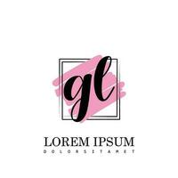 GL Initial Letter handwriting logo with square brush template vector
