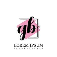 GB Initial Letter handwriting logo with square brush template vector