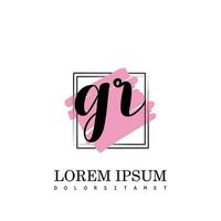 GR Initial Letter handwriting logo with square brush template vector