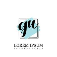 GU Initial Letter handwriting logo with square brush template vector
