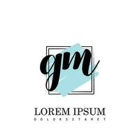 GM Initial Letter handwriting logo with square brush template vector