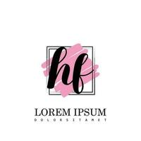 HF Initial Letter handwriting logo with square brush template vector