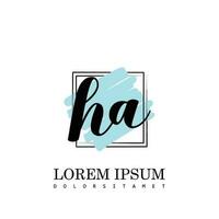 HA Initial Letter handwriting logo with square brush template vector