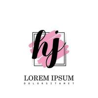HJ Initial Letter handwriting logo with square brush template vector
