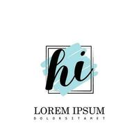 HI Initial Letter handwriting logo with square brush template vector