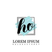 HO Initial Letter handwriting logo with square brush template vector