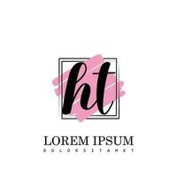 HT Initial Letter handwriting logo with square brush template vector