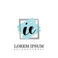 IE Initial Letter handwriting logo with square brush template vector