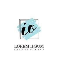 IO Initial Letter handwriting logo with square brush template vector