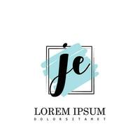 JE Initial Letter handwriting logo with square brush template vector