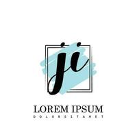 JI Initial Letter handwriting logo with square brush template vector