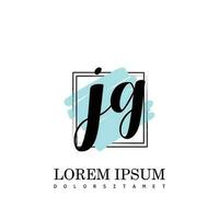 JG Initial Letter handwriting logo with square brush template vector