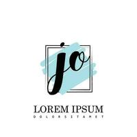 JO Initial Letter handwriting logo with square brush template vector