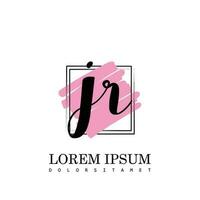 JR Initial Letter handwriting logo with square brush template vector