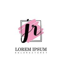 JR Initial Letter handwriting logo with square brush template vector