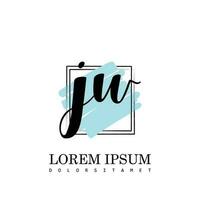 JW Initial Letter handwriting logo with square brush template vector