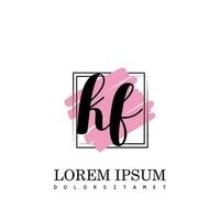 KF Initial Letter handwriting logo with square brush template vector