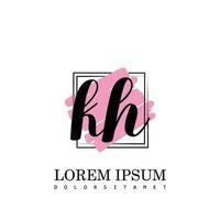 KH Initial Letter handwriting logo with square brush template vector