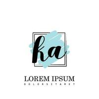 KA Initial Letter handwriting logo with square brush template vector