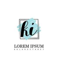 KI Initial Letter handwriting logo with square brush template vector