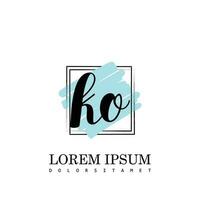 KO Initial Letter handwriting logo with square brush template vector