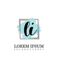 LI Initial Letter handwriting logo with square brush template vector