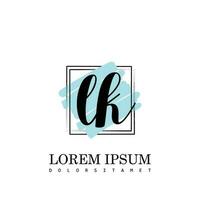 LK Initial Letter handwriting logo with square brush template vector