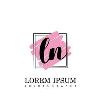 LN Initial Letter handwriting logo with square brush template vector