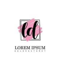 LD Initial Letter handwriting logo with square brush template vector