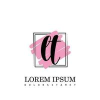 LT Initial Letter handwriting logo with square brush template vector