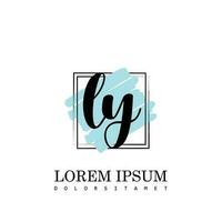LY Initial Letter handwriting logo with square brush template vector